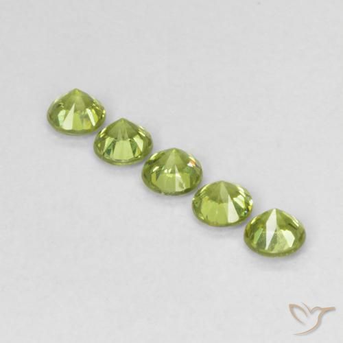 Pedras preciosas de Granada demantóide Verde amarelado vivo natural de 0.83 ct, Redondo, VS