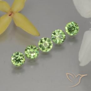 Pedras preciosas de Granada demantóide verde quente natural de 1.44 ct, Redondo, VS-SI