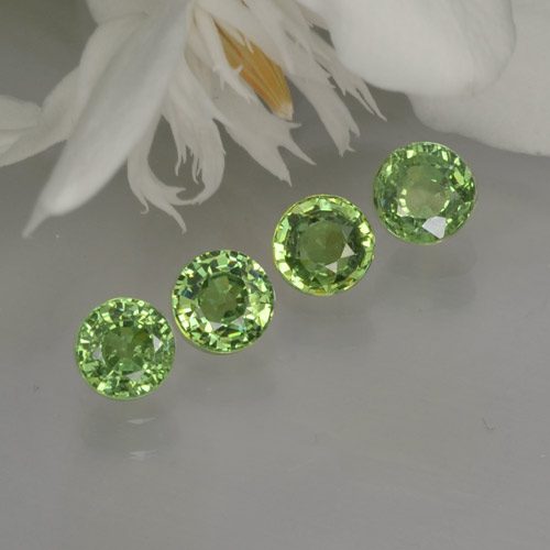 Pedras preciosas de granada demantoide verde natural de 1,52 ct, corte redondo, VS
