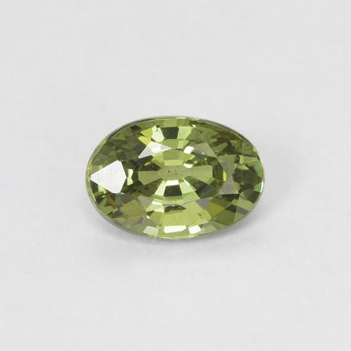 Granada demantoide amarelo natural 0,58ct, corte oval, VS