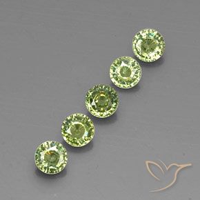 Pedras preciosas de Granada demantóide Olive Green  natural de 1.50 ct, Redondo, VVS-VS