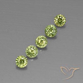 Pedras preciosas de Granada demantóide Olive Green  natural de 1.63 ct, Redondo, VVS-VS