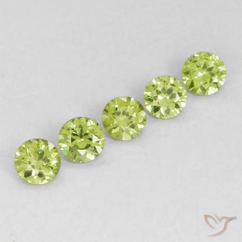 Pedras preciosas de Granada demantóide Verde Vivo Claro natural de 0.76 ct, Redondo, VVS-VS