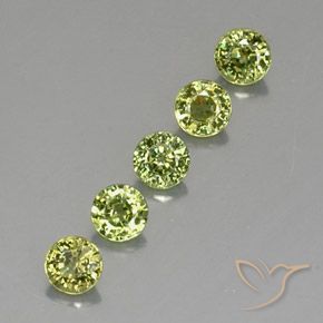 Pedras preciosas de Granada demantóide Yellow Green  natural de 1.44 ct, Redondo, VVS-VS