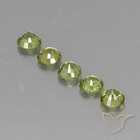 Pedras preciosas de Granada demantóide Yellow Green  natural de 1.44 ct, Redondo, VVS-VS
