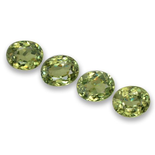 Pedras preciosas de granada demantoide verde natural de 1,66 ct, corte oval, VS