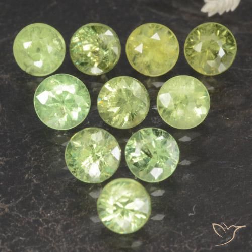 Pedras preciosas de Granada demantóide verde quente natural de 1.75 ct, Redondo, VS-SI