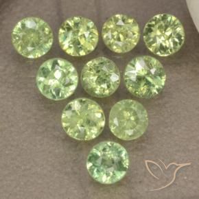 Pedras preciosas de Granada demantóide Amarelo Claro Verde natural de 1.63 ct, Redondo, VS-SI