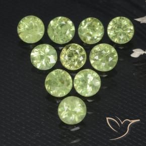 Pedras preciosas de Granada demantóide Verde Limão Claro natural de 1.55 ct, Redondo, VS-SI