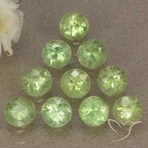 Pedras preciosas de Granada demantóide Verde Limão Claro natural de 1.75 ct, Redondo, VS-SI