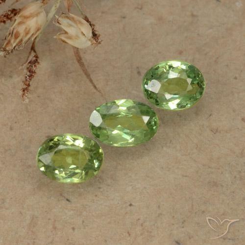 Pedras preciosas de Granada demantóide verde quente natural de 0.71 ct, oval, VS-SI