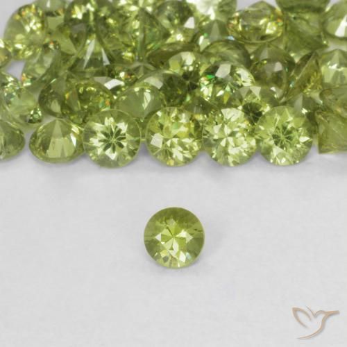 0.14ct Natural Amarelo verde Granada demantóide, Redondo, VS