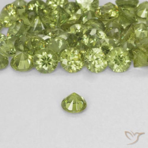 Granada demantóide Amarelo verde Natural 0.14ct, Redondo, VS