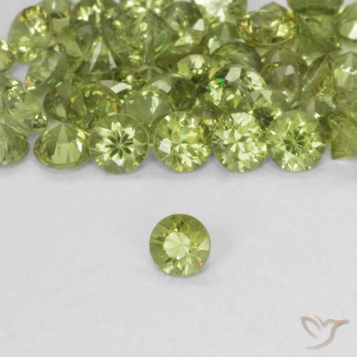 Granada demantóide Amarelo verde Natural 0.14ct, Redondo, VS