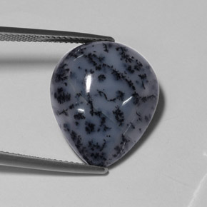 Ágata dendrítica multicolorido natural 13,59ct, formato de pêra, opaco