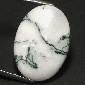 Ágata dendrítica multicolorido natural 17,60ct, corte oval, opaco