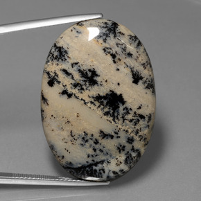 Ágata dendrítica multicolorido natural 36,51ct, corte oval, opaco