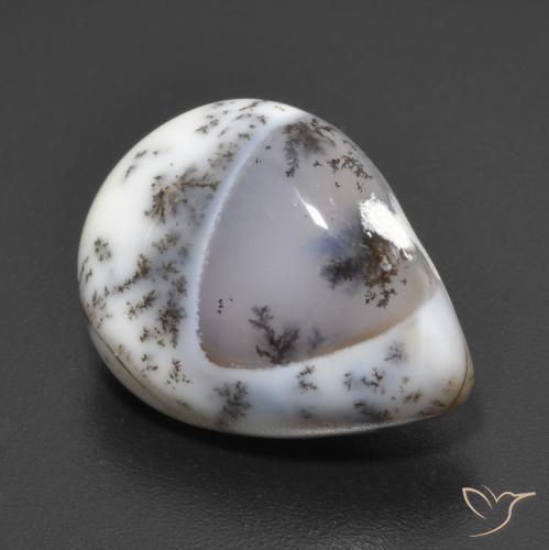 Ágata Dendrítica Multicolorido Natural 6.65ct, Formato de pêra, Translúcido
