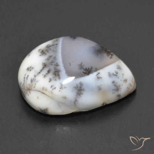 Ágata Dendrítica Multicolorido Natural 6.65ct, Formato de pêra, Translúcido