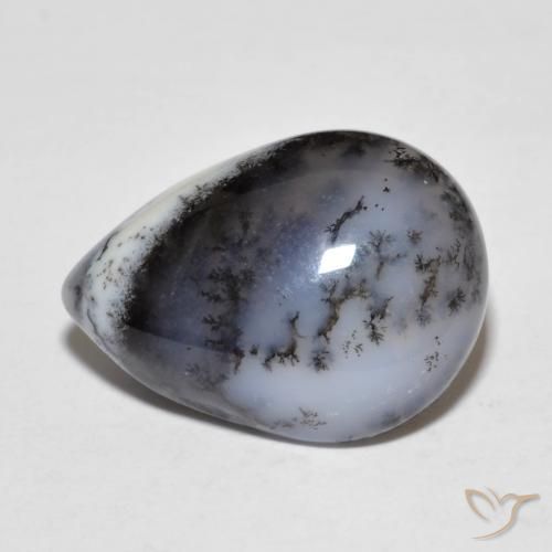 Ágata Dendrítica Multicolorido Natural 8.77ct, Formato de pêra, Translúcido