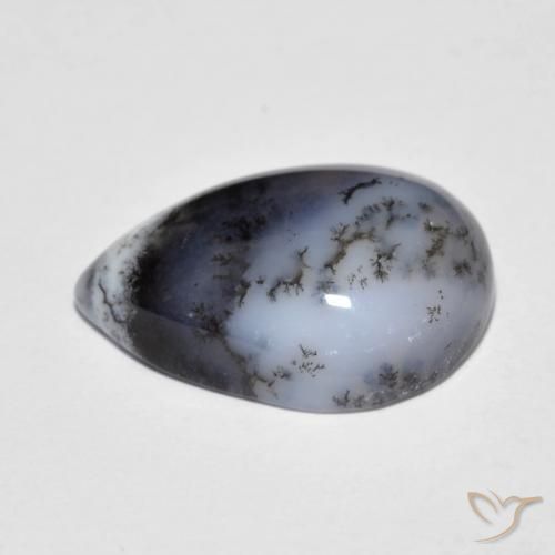 Ágata Dendrítica Multicolorido Natural 8.77ct, Formato de pêra, Translúcido