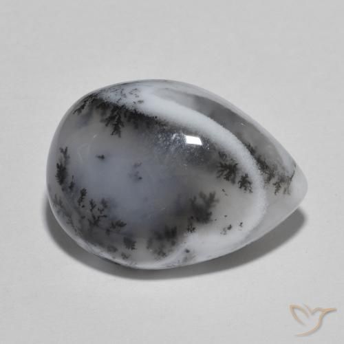 Ágata Dendrítica Multicolorido Natural 9.59ct, Formato de pêra, Translúcido