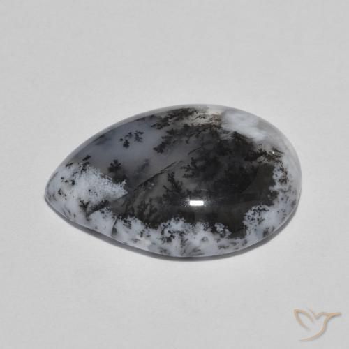 Ágata Dendrítica Multicolorido Natural 8.04ct, Formato de pêra, Translúcido