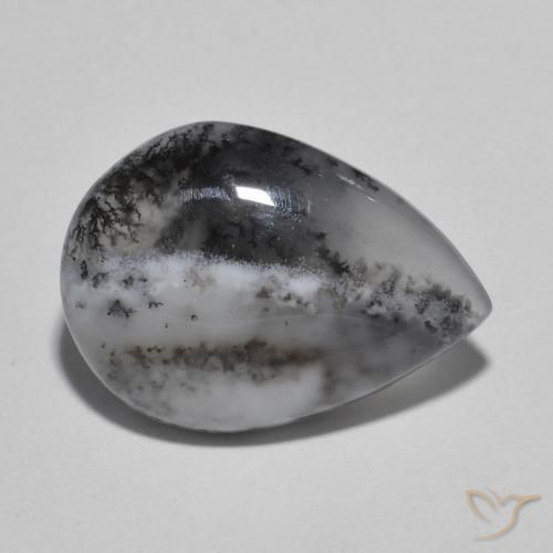 Ágata Dendrítica Multicolorido Natural 8.49ct, Formato de pêra, Translúcido