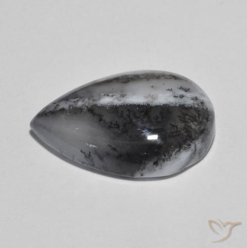 Ágata Dendrítica Multicolorido Natural 8.49ct, Formato de pêra, Translúcido