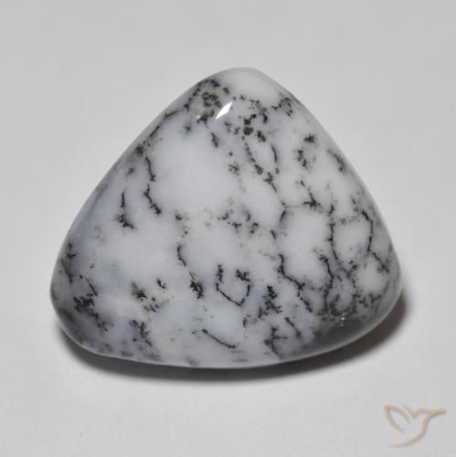 11.11ct Natural branco com preto Ágata Dendrítica, Formato de pêra, Opaco