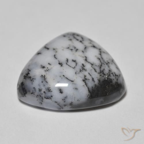 Ágata Dendrítica branco com preto Natural 11.11ct, Formato de pêra, Opaco