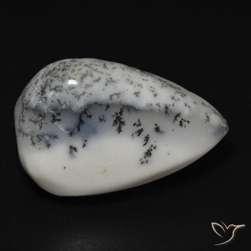 13.25ct Natural branco com preto Ágata Dendrítica, Formato de pêra, Opaco