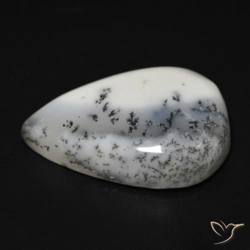 Ágata Dendrítica branco com preto Natural 13.25ct, Formato de pêra, Opaco