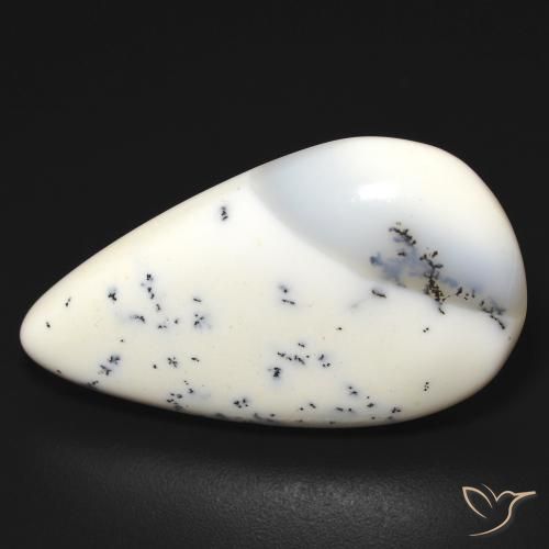 16.23ct Natural branco com preto Ágata Dendrítica, Formato de pêra, Translúcido