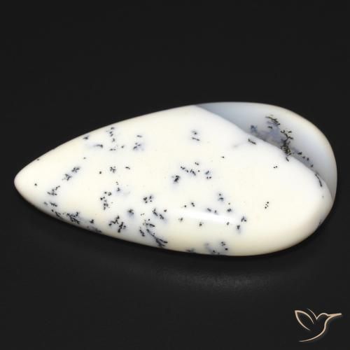Ágata Dendrítica branco com preto Natural 16.23ct, Formato de pêra, Translúcido