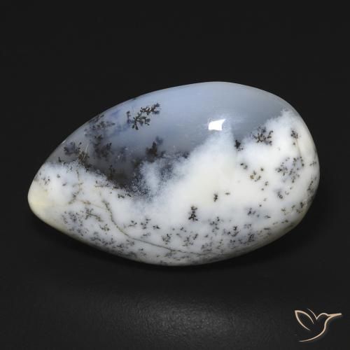 11.24ct Natural branco com preto Ágata Dendrítica, Formato de pêra, Opaco