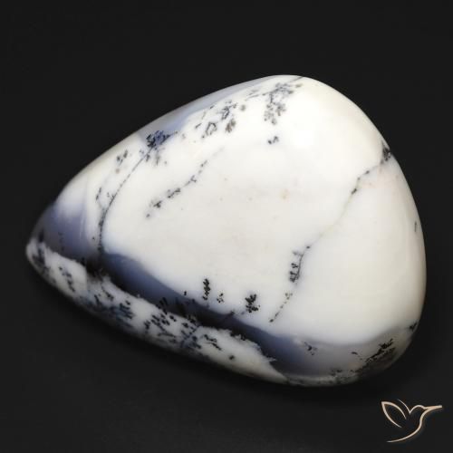 Ágata Dendrítica branco com preto Natural 32.58ct, Formato de pêra, Opaco