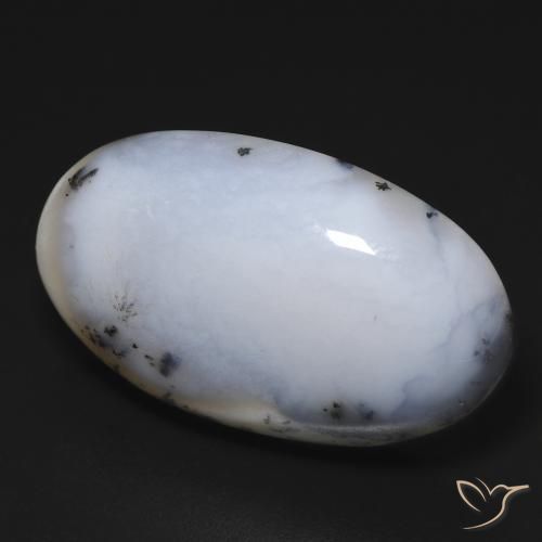 Ágata Dendrítica branco com preto Natural 28.10ct, oval, Opaco