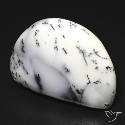 Ágata Dendrítica branco com preto Natural 32.69ct, Chique, Opaco