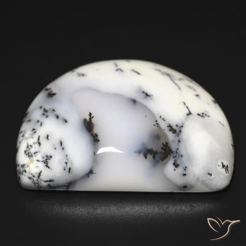 Ágata Dendrítica branco com preto Natural 32.69ct, Chique, Opaco