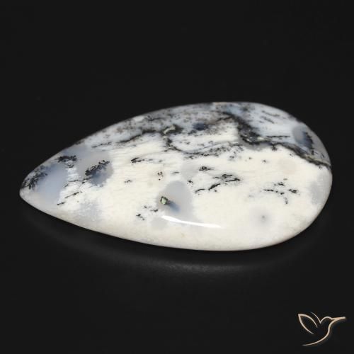Ágata Dendrítica branco com preto Natural 31.64ct, Formato de pêra, Opaco