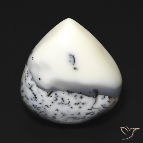 12.67ct Natural branco com preto Ágata Dendrítica, Formato de pêra, Opaco