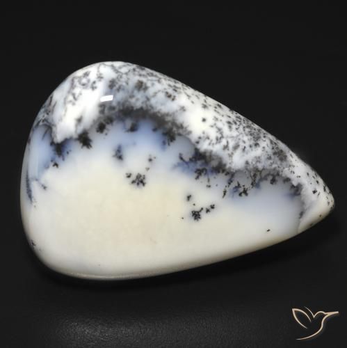 19.68ct Natural branco com preto Ágata Dendrítica, Formato de pêra, Opaco