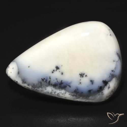 Ágata Dendrítica branco com preto Natural 19.68ct, Formato de pêra, Opaco