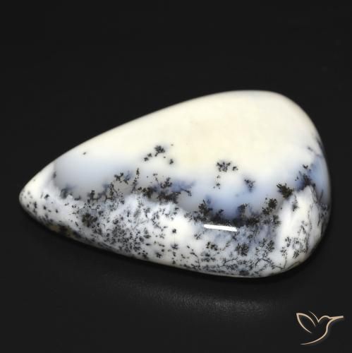 Ágata Dendrítica branco com preto Natural 19.68ct, Formato de pêra, Opaco