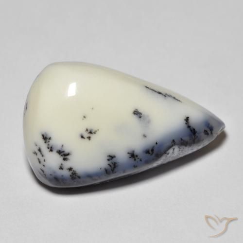 Ágata Dendrítica branco com preto Natural 12.30ct, Formato de pêra, Opaco