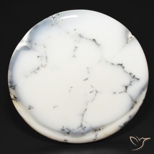112.10ct Natural branco com preto Ágata Dendrítica, Redondo, Opaco