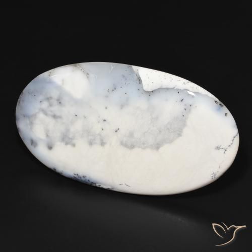 Ágata Dendrítica branco com preto Natural 109.22ct, oval, Opaco