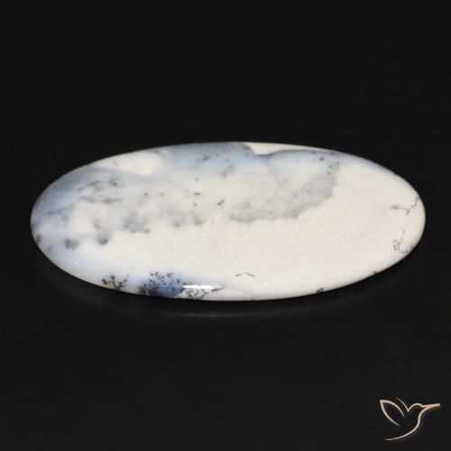 Ágata Dendrítica branco com preto Natural 109.22ct, oval, Opaco