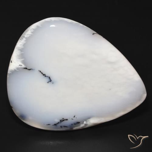 Ágata Dendrítica branco com preto Natural 60.01ct, Formato de pêra, Opaco